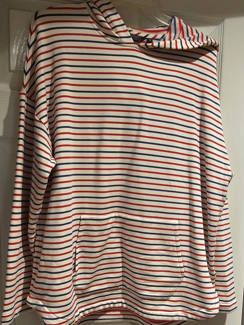 Vineyard Vines Striped Hooded Pullover in Red, Blue & Cream